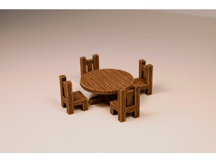 madera mesa sillas peregrino terreno 3d print model - Mito3D