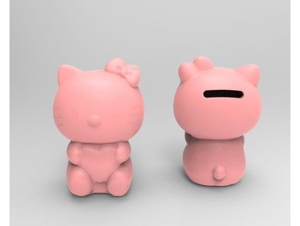 rosado gatito ahorro maceta generado revopoint popular 3d print model - Mito3D