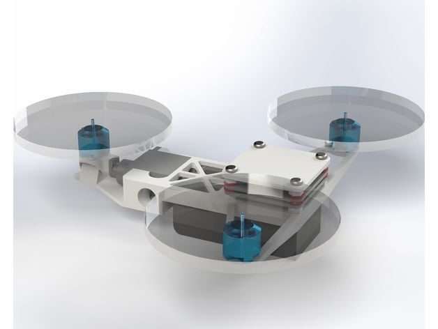 micro tricóptero sub 250g droga induzida 3D print model - Mito3D