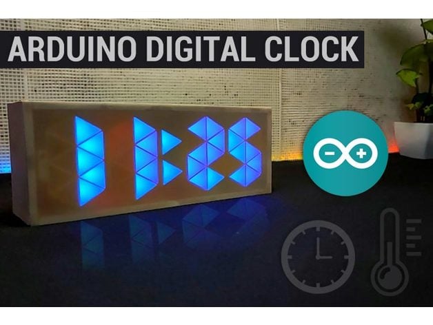 fantaisie numérique l'horloge utilisant néo pixel arduino résumé circuit 3D print model - Mito3D