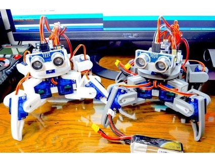 arduino kontrollü 2 joint 8 servo 4 legged yürüme robot Tokyo kuş 3d print model - Mito3D