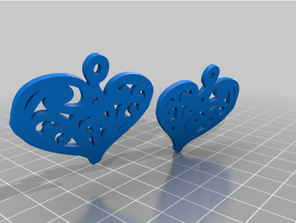namorados acolchoado coração brincos joalheria 3d print model - Mito3D