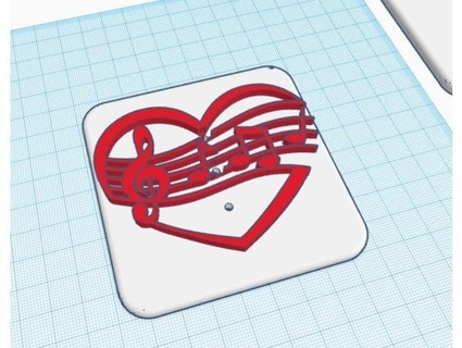 modular trailer hitch faceplate - music heart rkxone 3d print model - Mito3D