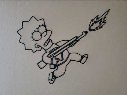Lisa cuisson fusil simpsons mur art tragédie imaginaire 3d print model - Mito3D