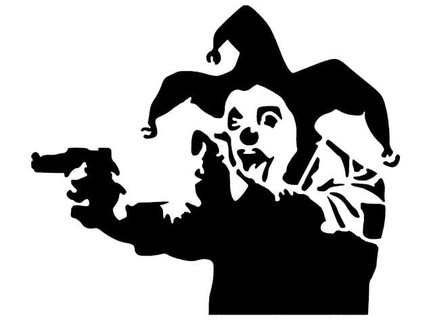 Banksy folle clown stencil longquan 3d print model - Mito3D