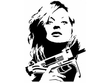 gun girl stencil 2 longquang 3d print model - Mito3D