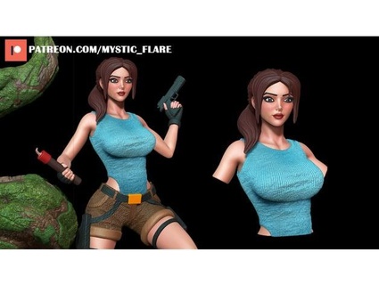 Lara Croft büst gizemli parlama 3d print model - Mito3D