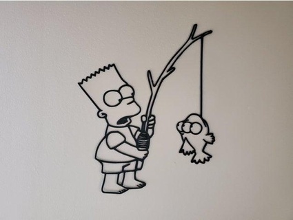 bart pega piscando Simpsons parede arte tragédia imaginária 3d print model - Mito3D