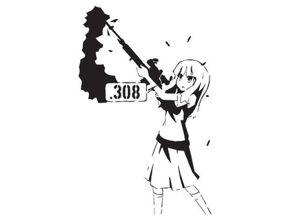 anime gun girl stencil 1 longquang 3d print model - Mito3D