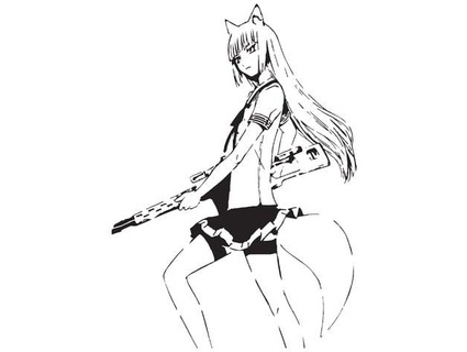 anime gun girl stencil 3 longquang 3d print model - Mito3D