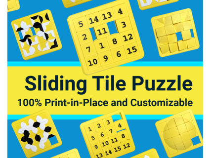 new captive sliding tile puzzle 100 print-in-place povsky 3d print model - Mito3D