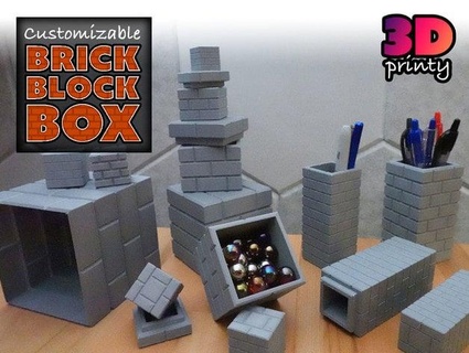 customizable brick block box 3d-printy 3d print model - Mito3D