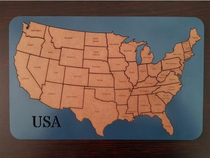 Etats Unis carte puzzle laser rêves 3d print model - Mito3D