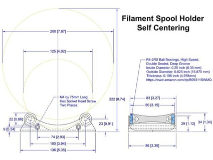 filament spool holder self centering lewtwo 3d print model - Mito3D