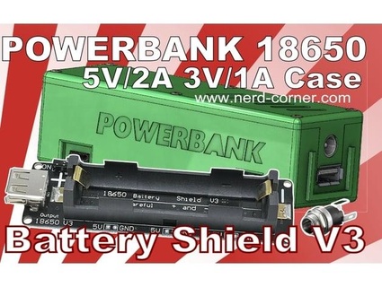 batterie bouclier v3 DIY powerbank lipo 18650 nerdcoin 3d print model - Mito3D