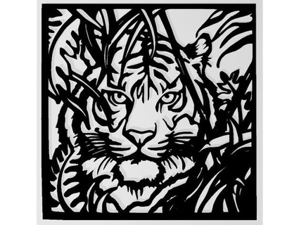tigre parete arte stencil 3dprintoutz4u 3d print model - Mito3D