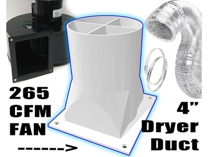 centrifugal fan 4 duct converter 265 cfm diecastr3d 3d print model - Mito3D