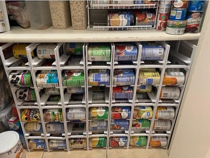 3D Printable FIFO Rolling Can Pantry Organizer by Derek Tombrello