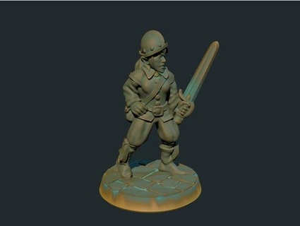 female elf mercenary 28mm supportless fdm friendly briteminis 3d print model - Mito3D