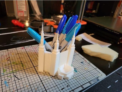 dc temple pen holder rextruction 3d print model - Mito3D