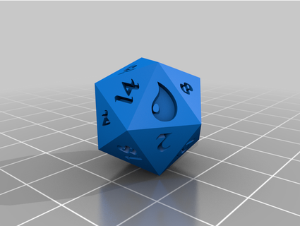 d20 water drop magic gathering kattalyst 3d print model - Mito3D