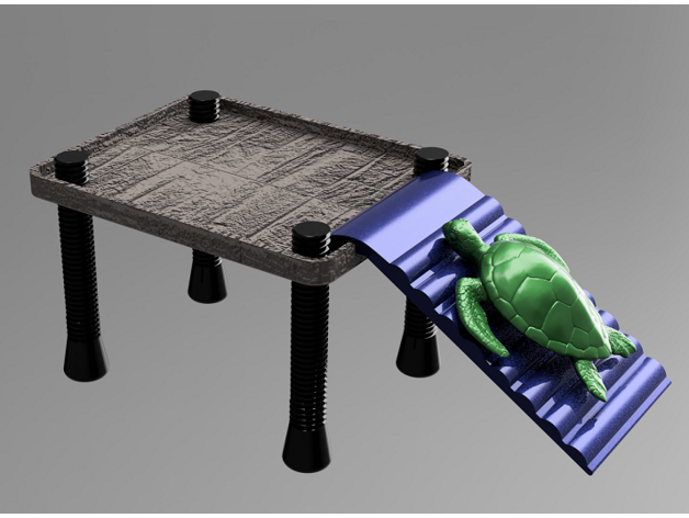 Schildkröte Eidechse Frosch Deck Rampe Aquarium einstellbar Höhe torileighr 3D print model - Mito3D