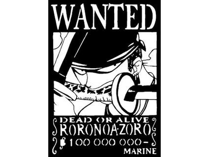 wanted poster zoro 2 longquang 3d print model - Mito3D