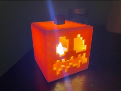 minecraft jack-o-lantern tealight lamp rkayprints 3d print model - Mito3D