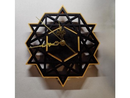 quadstar wall clock face outline glitzville 3d print model - Mito3D