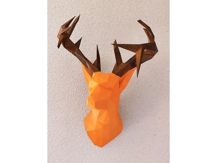 sliced geometric low poly deer head tchetche 3d print model - Mito3D