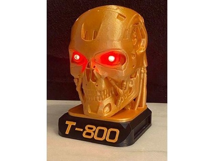t800 terminator exoskull w 5mm led eyes new base coffee 3d print model - Mito3D