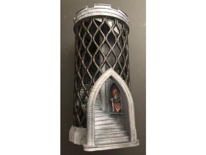 dice tower - wrought iron lattice supports kdausman 3d print model - Mito3D