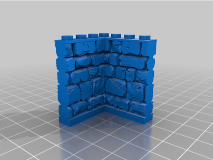 mimicbrick - embarkment kit 4x4 corner wall brick001 3d print model - Mito3D