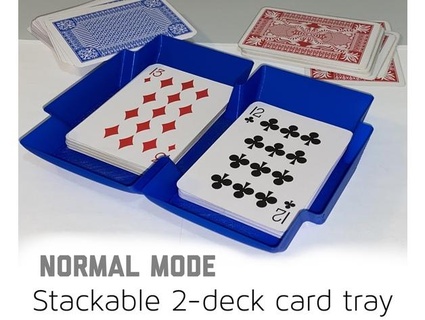 card tray - stackable twin deck holder remixed normal mode fresnelthz 3d print model - Mito3D