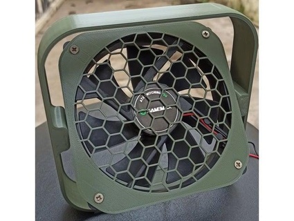 fan stand holder desktopfan 120mm w grill moogbass 3d print model - Mito3D