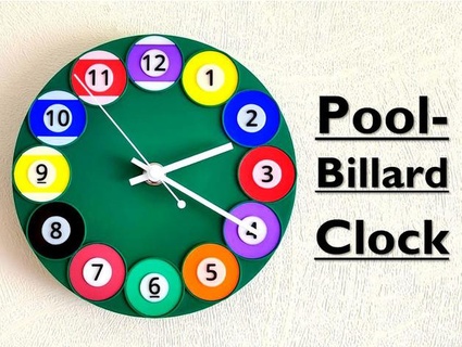 pool billard clock philipphee 3d print model - Mito3D