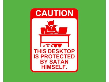 attenzione desktop protetto Satana cartello beckerthorne 3d print model - Mito3D