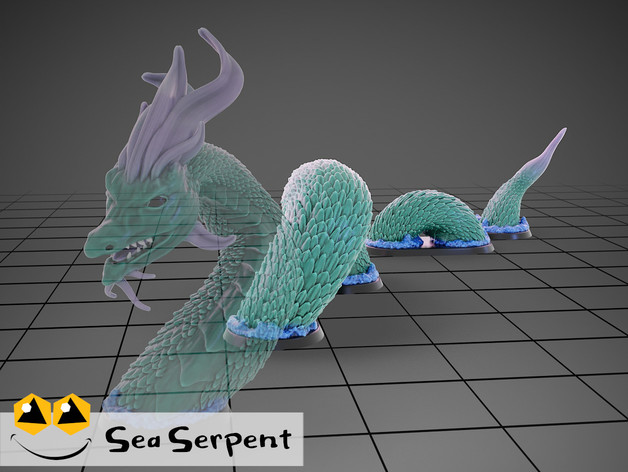 sea serpent - tabletop miniature smilingdm 3D print model - Mito3D