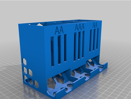 battery dispenser triple aa & aaa skeletonized oak 3d print model - Mito3D