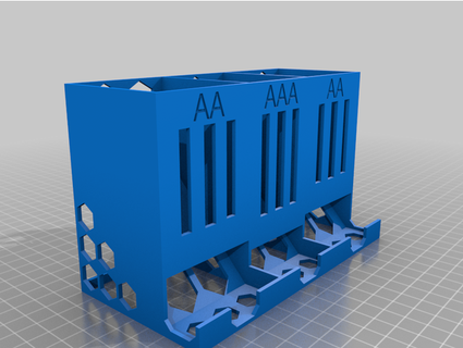 bateria distribuidor triplo aa aaa esqueletizado carvalho 3d print model - Mito3D