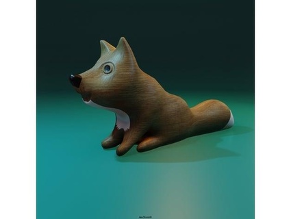 fox pup sitting alexstormnd 3d print model - Mito3D