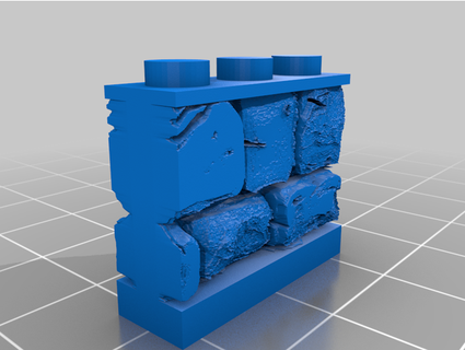 imitação tijolo embarque kit 3x1 metade parede brick001 3d print model - Mito3D