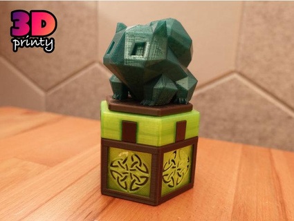 low poly bulbasaur torsion fermer clé topper 3d printy 3d print model - Mito3D