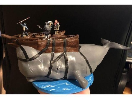 angajuk sperm whale half boat strapped back party members deejayeye 3d print model - Mito3D