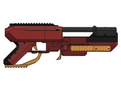terran pistol slide action full length blaster noreason design 3d print model - Mito3D