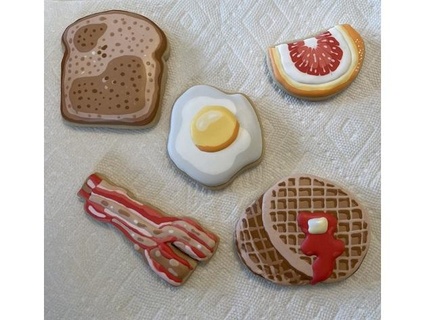 breakfast shaped cookie cutters bacon eggs grapefruit waffles toast mike5287 3d print model - Mito3D