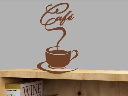 cafe' sign cup & saucer silhouette 3d print model - Mito3D