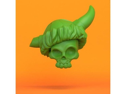 plastic army green ghastly viking skull chiselingpixels 3d print model - Mito3D