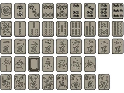 mahjong - full set redesign gentleman seasons tiles zxynine 3d print model - Mito3D