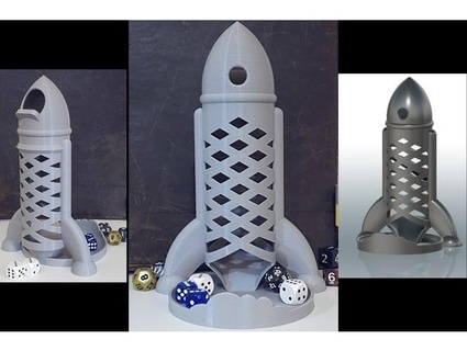 spaceship rocket dice tower catch tray fresnelthz 3d print model - Mito3D